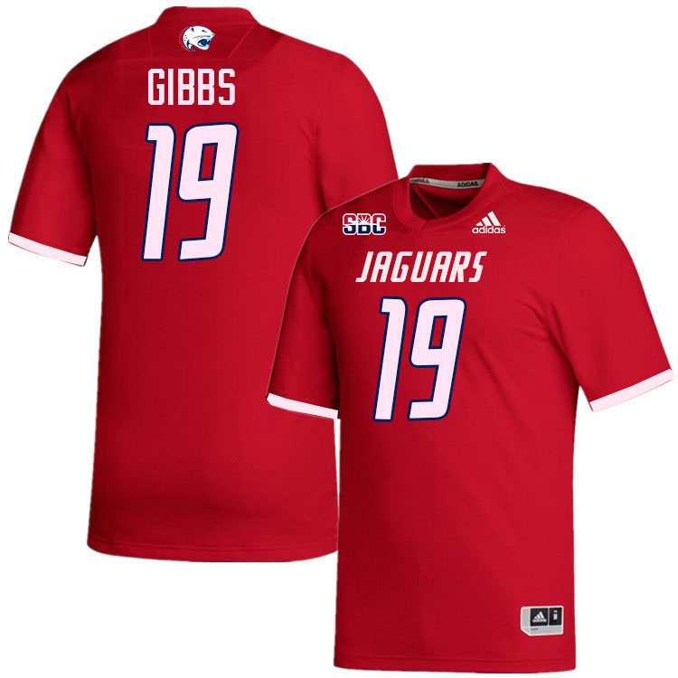 #19 Rod Gibbs South Alabama Jaguars Jerseys,College Football Uniforms,Apparels Stitched-Red